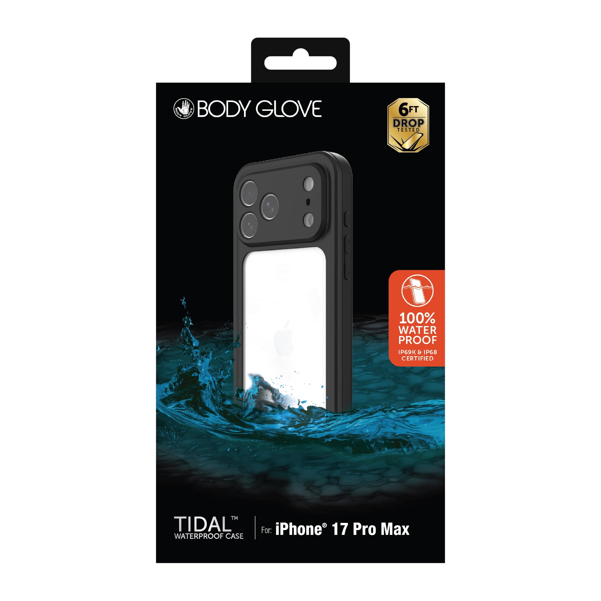 Body Glove Tidal Waterproof Phone Case for iPhone 17 Pro Max - Black/Clear