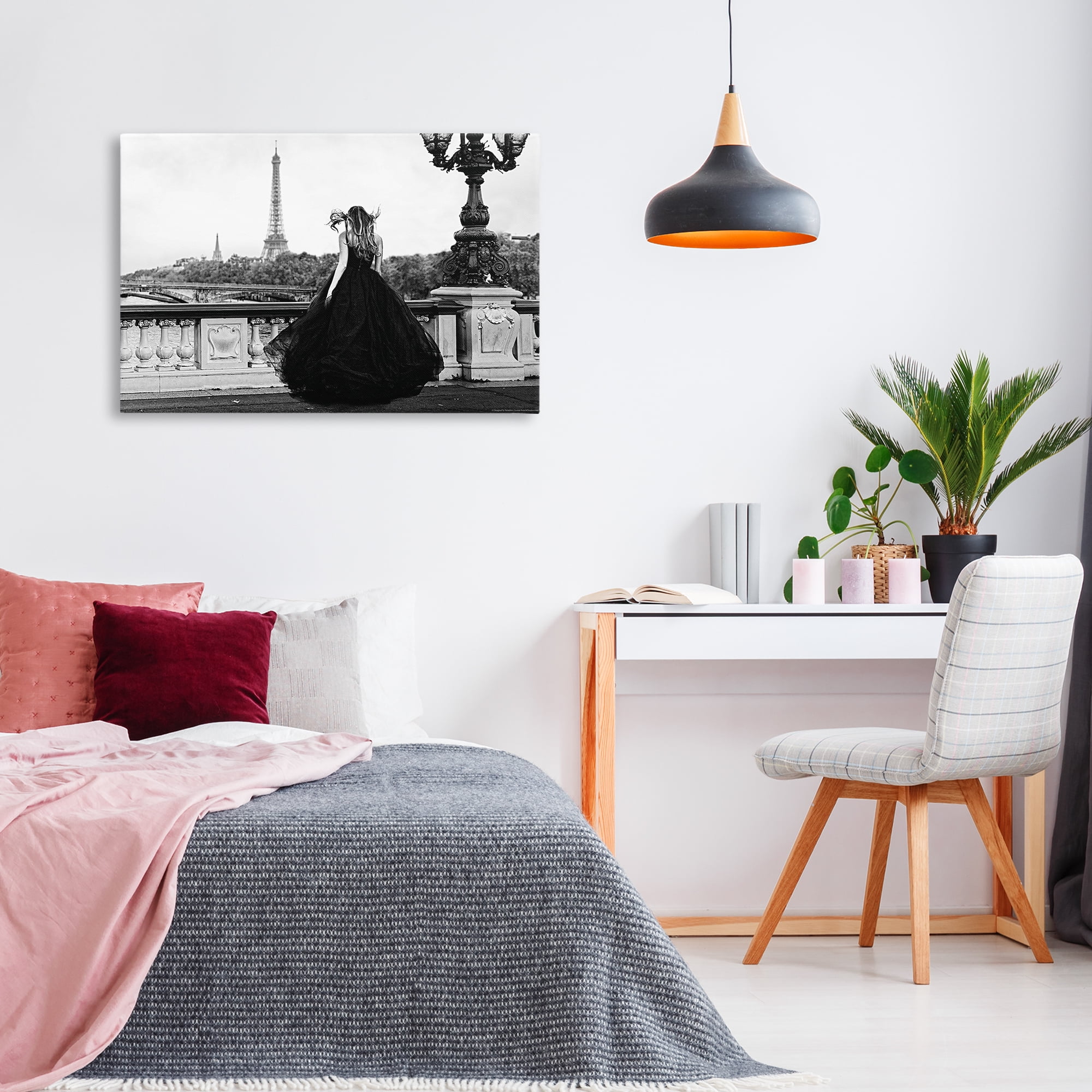 Stupell Industries Girl in Gown Cityscape People Photography Wrapped Canvas Art Print Wall Art, 36 x 24