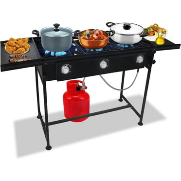 SONRET - Three Burner Propane Outdoor Camping Stove - 2,25,000 BTU - with Dual Side Shelf
