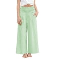 thumbnail image 4 of Grblisyd Girls Pants Size 10-12 Kids Striped Casual Elastic High Waist Cotton Linen Trousers with Pockets, 4 of 6