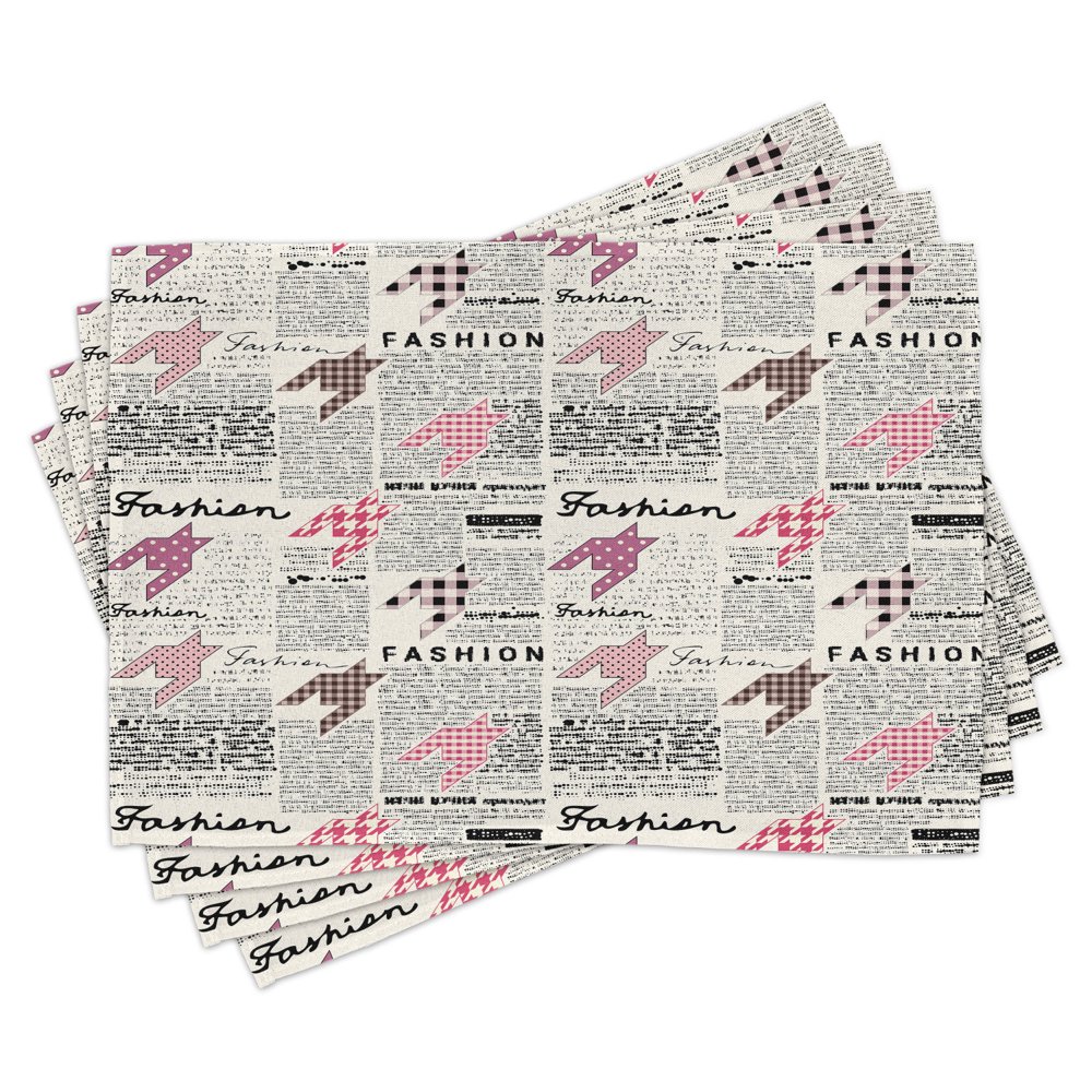 Newspaper Placemats Set of 4 Retro Style Newspaper Pages with Colorful