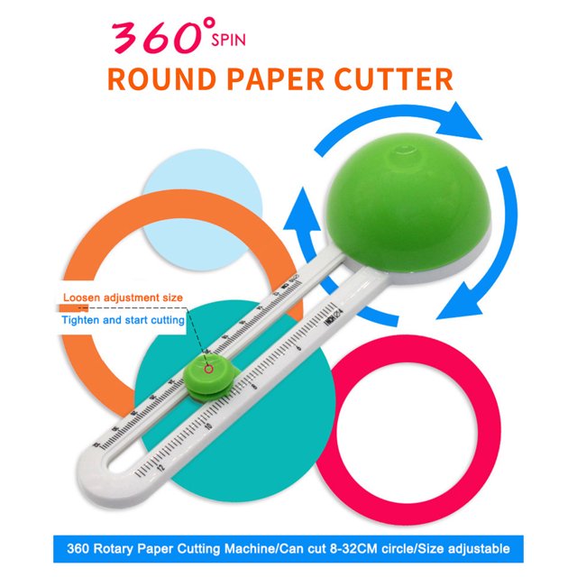 Circular Paper Cutter Circle Cutter Manual Round Cutting Tool Paper Trimmer Scrapbooking Tool with Replacement Cutter Head for DIY Paper Cards Craft Supplies
