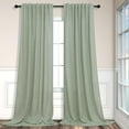 thumbnail image 1 of Sage Green Curtains 63 Inch 2 Panel Rod Pocket Light Filtering Semi Translucent Cotton Textured Soft, 1 of 5