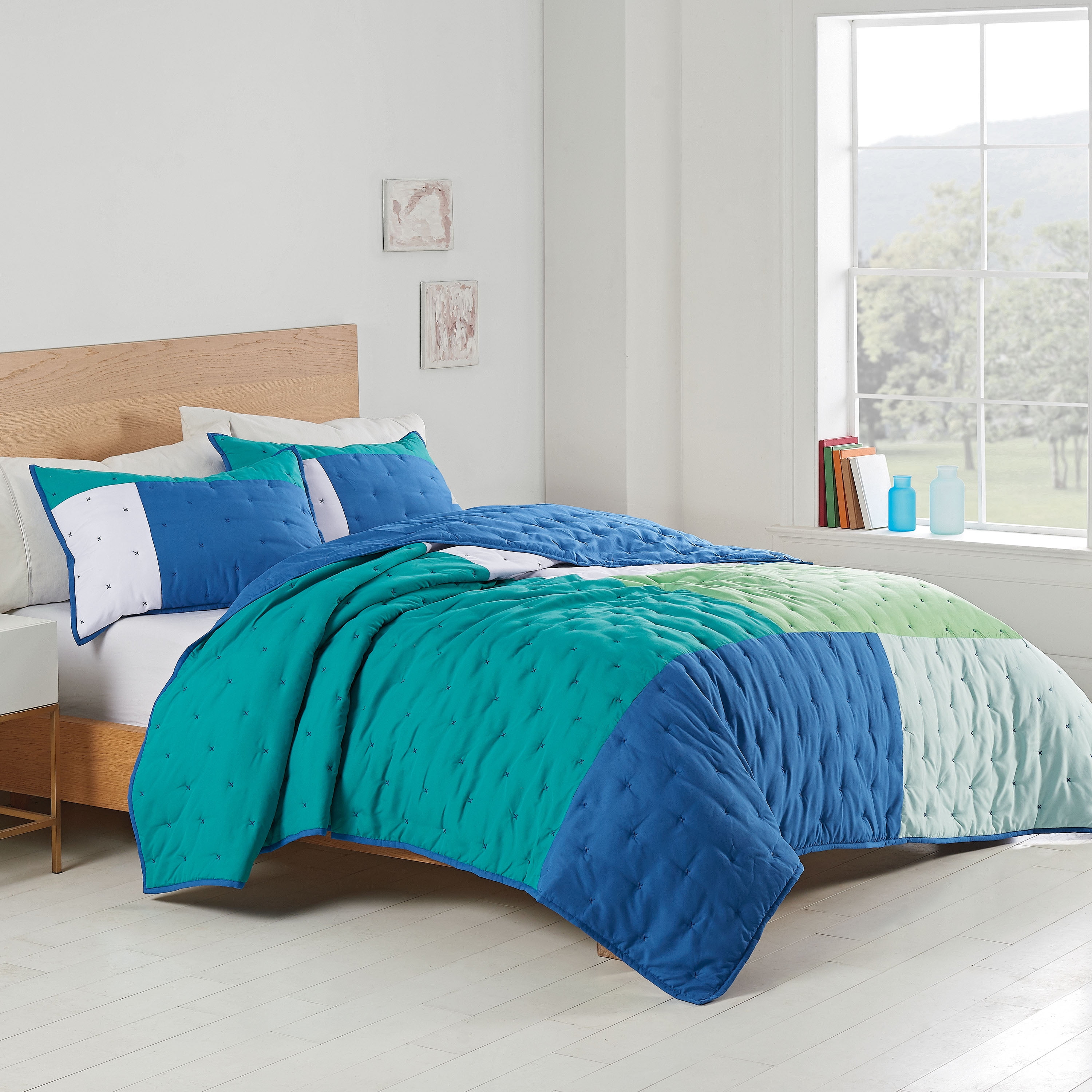 Utica Positive Vibes Microfiber 2 Piece Quilt Set Teal Twin Twin Xl Walmart Com Walmart Com