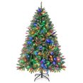 thumbnail image 1 of Costway 6 FT Pre-Lit Christmas Tree Hinged w/ 300 Multi-Color LED Lights & Red Berries, 1 of 10