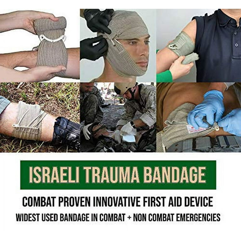 Vendaje israelí de 6 pulgadas, compresión estéril para vestir de batalla,  primeros auxilios, IFAK Trauma militar, paquete de 2