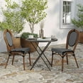 thumbnail image 3 of Merrick Lane Set of Two Stacking Thonet French Bistro Style Chair, Black & White PE Rattan Seat, and Natural Metal Frame for Indoor/Outdoor Use, 3 of 15