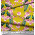 thumbnail image 3 of Soimoi Satin Silk Fabric Floral & Peacock Bird Print Sewing Fabric Yard 42 Inch Wide, 3 of 3