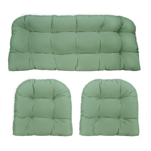 RSH Décor Indoor Outdoor 3 Piece Tufted Wicker Cushion Set, Standard