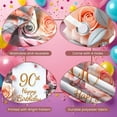 thumbnail image 4 of Pink Roses 90th Birthday Banner Golden Lettering Display Floral Decor Pink Background Floral Backdrop for 90th Birthday Party Senior Celebration Family Gathering, 4 of 9