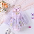 thumbnail image 2 of Infant Baby Girl Mesh Romper Dress with Headband Princess Outfit Photoshoot Clothing for 1-18 Months, 2 of 5