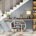 thumbnail image 3 of Tribesigns 70.9 inch Extra Long Console Table, Modern White Sofa Table Behind Couch with Storage, 4 Tier Entryway Table Accent Table for Living Room, Entrance, Hallway, Foyer, Walnut, 3 of 7
