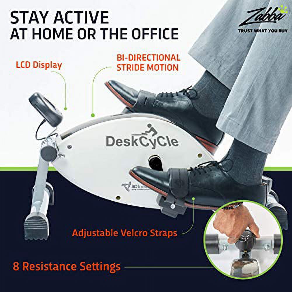 DeskCycle Under Desk Bike Pedal Exerciser, Desk Cycle Mini Exercise Peddler & Stationary Cycle for Home Workout & Desk Exercise Equipment, White - image 4 of 9