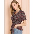 thumbnail image 2 of INSPIRE CHIC Women's Sweet Fruit Crossover V Neck Short Sleeves Ruffle Wrap Blouse, 2 of 4