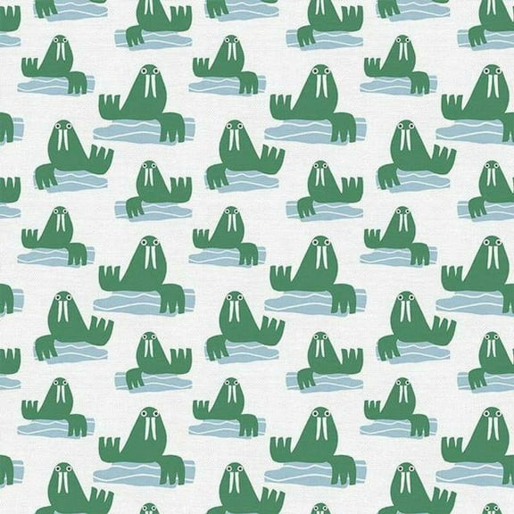 Walrus kids cotton fabric, Paintbrush Studio Animal Kingdom cotton, Sold by the Quarter Yard