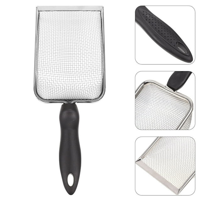AURARMLET 2Pcs Portable Stainless Steel Litter Shovel Black Practical Reptile Accessory for Pets