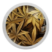 4 Packs Gold Hemp Leave Crystal Glass Cabinet Knobs Drawer Handles for Kitchen Cabinets Dresser Cupboard Wardrobe Pulls Handles