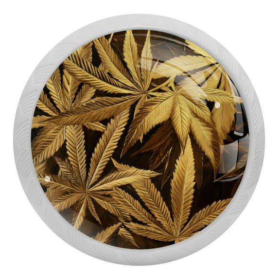 4 Packs Gold Hemp Leave Crystal Glass Cabinet Knobs Drawer Handles for Kitchen Cabinets Dresser Cupboard Wardrobe Pulls Handles