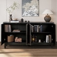 thumbnail image 3 of Wood Buffet Cabinet with Storage, 60" Large Sideboard Buffet Cabinet with Adjustable Shelves and Doors, Modern Farmhouse Console Table for Kitchen Living Room, Antique Brown, 3 of 9