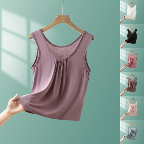 TAGOLD Summer Casual Tops,Plus Size T-shirt Blouse for Womens, Fashion Women's Summer Casual Solid Color Loose Round-Neck Tank,Round-Neck Tank Top