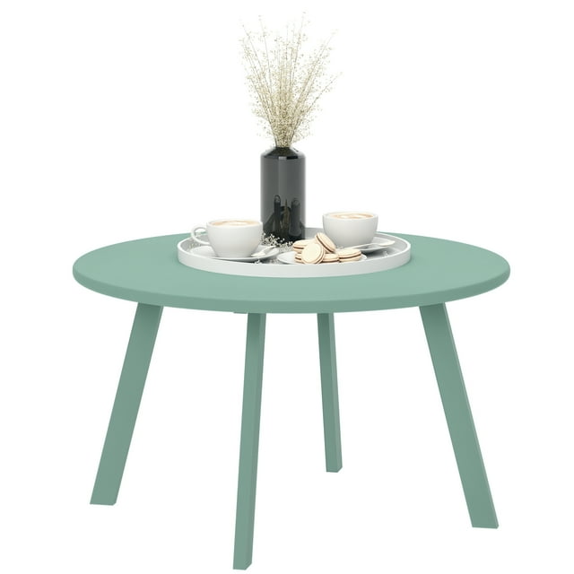 Outsunny Patio Coffee Table, Round Outdoor Side Table, Green