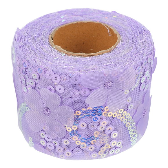 1 Roll Floral Voile Ribbon Bowknot DIY Embroidered Sequin Webbing Ribbon