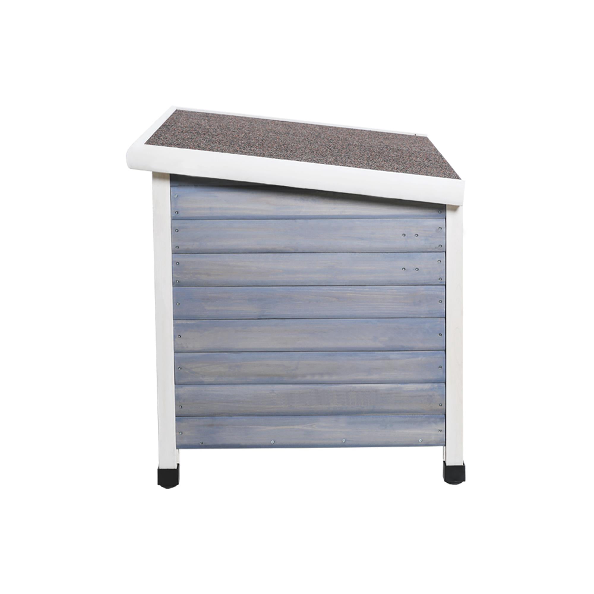 Demi Bonn 41" Outdoor Wooden Dog Houses with An Open Roof, Elevated Floor, Weatherproof Dog Kennel, Indoor Cat House, Gray