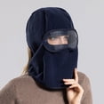 thumbnail image 6 of XIAOCHA Goggle‑Attached Balaclava for Men Solid Outdoor Fall‑Winter Hood,Navy, 6 of 8