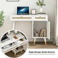 thumbnail image 6 of Eumyviv Rattan Writing Desk, Classic Computer Desk with Drawers and Storage, Office Desk for Home Office Study Room,White D0006, 6 of 9
