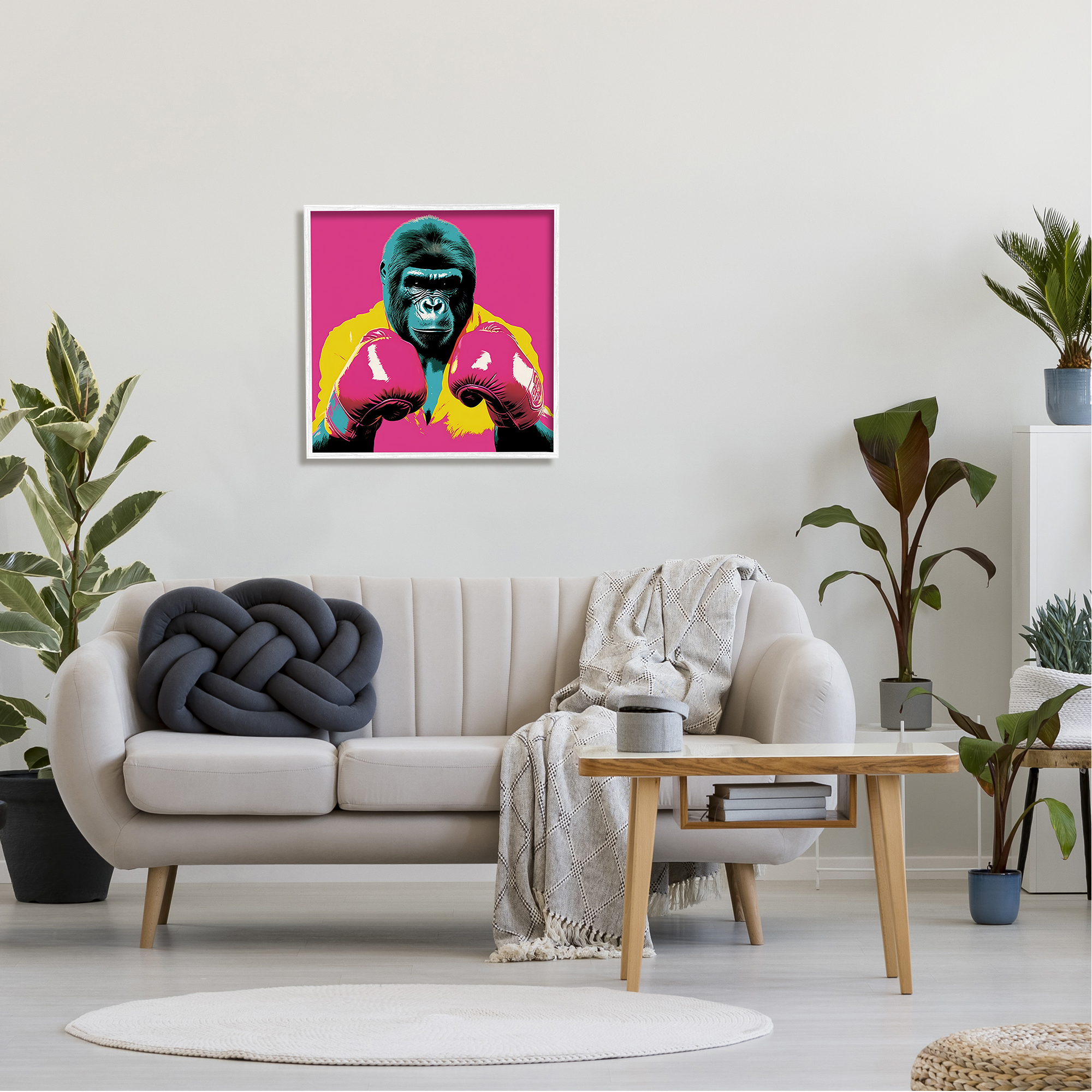Stupell Industries Gorilla Boxing Portrait Animals & Insects Painting White Framed Art Print Wall Art, 24 x 24