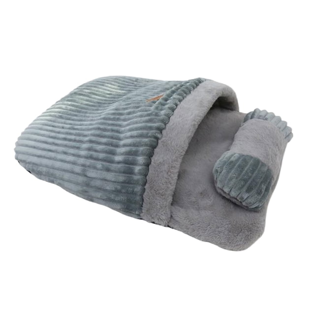 Methold Nido para gatos semicerrado que mantiene el calor en invierno, saco de dormir para mascotas para gatos pequeños, nido para gatos Suministros para perros gris 65*50cm