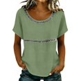 thumbnail image 5 of Delayuji Women's Linen Tshirt Crew Neck Short Sleeve Casual Tee Soft Comfy Versatile Top Summer Daily Wear, 5 of 7