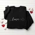 thumbnail image 4 of Womens Valentine's Day Sweatshirt Black - Oversized Crewneck with Embroidered Love Heart Design, Soft Fleece Romantic Pullover for Her,Size S, 4 of 6