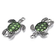 thumbnail image 4 of 10pc Silver Tone Alloy Connector Charms with Enamel Sea Turtle Lime Green 27x18.5x3.5mm Hole: 1.6mm, 4 of 4