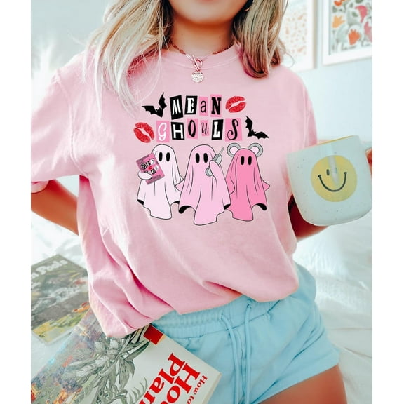 Mean Ghouls T-shirt, Cute Ghost T-shirt, Halloween Ghost T-shirt, Pink Ghost T-shirt, Retro Halloween Party T-shirt, Halloween Women T-shirt.