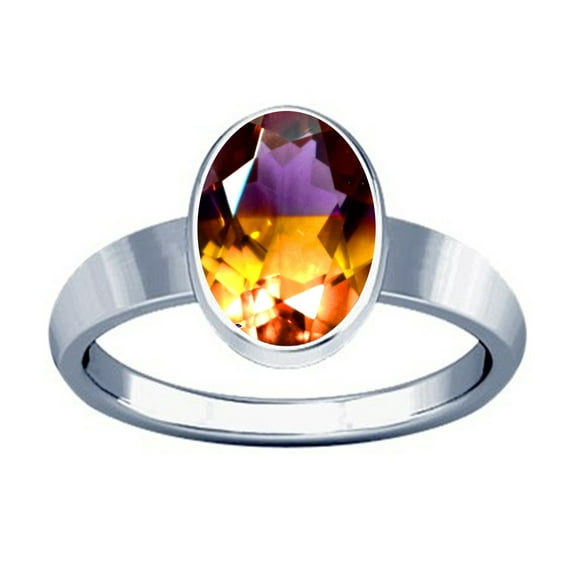 Divya Shakti 9.25-9.50 Carat Ametrine Gemstone Silver Plain Design Ring(3)