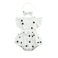 thumbnail image 1 of xiaxaixu Tenue pour Bébé Filles, Barboteuse à Manches Volantes Imprimée, Couvre-Chef, 1 of 6