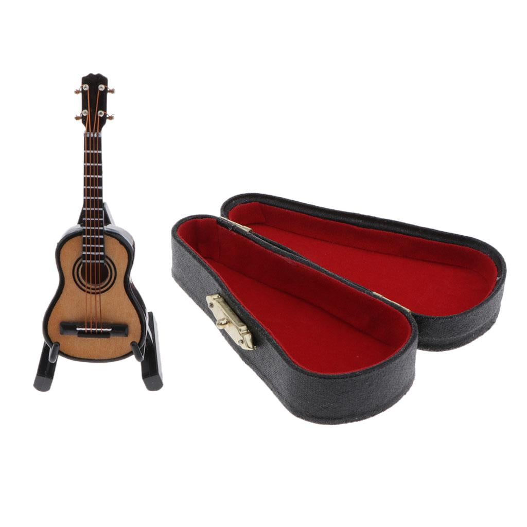 1:12 Guitar Wooden Miniature Musical Instrument Music Dollhouse Decor Toy Case 