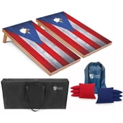 Tailgating Pros Regulation Cornhole Boards Flag Set - Includes 8 Bean Bags, Carrying Cases, and 4'x2' Corn Hole Toss Game - Optional LED Lights