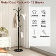 thumbnail image 5 of HOMEFORT Metal Coat Rack Stand,Free Standing Hat Hanger with Marble Base,Hall Tree with 12 Hooks for Hanging Hat, Clothes, Bag, Entryway Storage Organizer,Black, 5 of 7