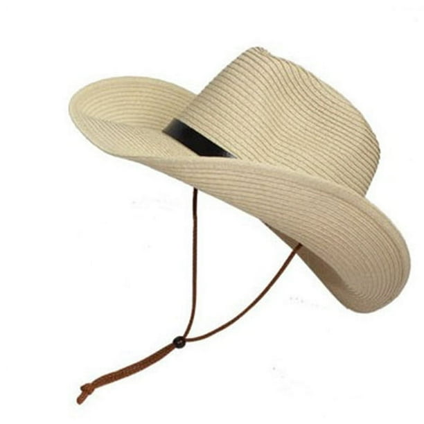 Sombrero de ala ancha para hombre, de verano, de paja, plegable, para playa, para adultos (beige)