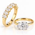 thumbnail image 2 of vylahjewellery Two Tone Solitaire Oval Cut Moissanite Engagement Ring Set 14K Yellow Gold Vermeil Wedding Ring Half Eternity Wedding Band, Anniversary & Birthday Gift for Her, 2 of 8