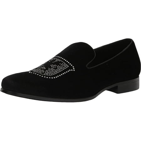 STACY ADAMS Mens Saunter Velour Slip on Loafer 10 Black and Silver ...