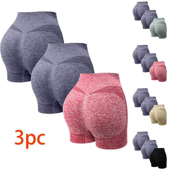 Abomasnow 3 Pack High Waisted Shorts for Women Tummy Control Seamless Workout Shorts Butt Lifting Athletic Gym Yoga Shorts