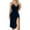 Navy Blue, variant on Women's Velvet Lace Deep V Chemise Nightgown - Sleeveless Split Hem Sleepwear, Polyester, S-L