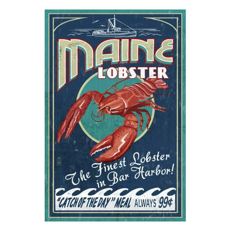 Lobster - Bar Harbor, Maine Print Wall Art By Lantern (Best Maine Lobster Mail Order)