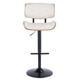 thumbnail image 7 of Lombardi Mid-Century Modern Adjustable Barstool With Swivel In Walnut With Cream Faux Leather - Set Of 2, 7 of 7