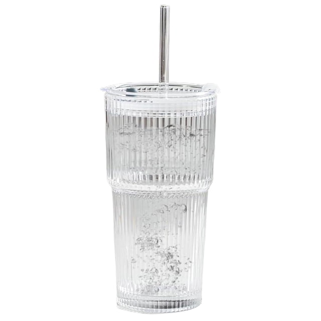 Wosthever Taza de café helado de vidrio resistente y duradera con tapa a prueba de fugas y boca ancha hecha de vidrio. Teteras