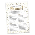 thumbnail image 2 of Inkdotpot 50-PackGold ConfettiWhats On Your Phone Bridal ShowerGameWedding Shower Bachelorette Party Bulk ActivityGameCards, 2 of 7