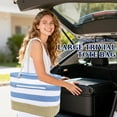 thumbnail image 6 of Oversized Canvas Beach Tote Bag for Women and Girls, Waterproof Sandproof Travel Tote Bag with Wet Pocket, Striped,Canvas+jute,  Light Blue, 6 of 6